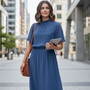 BloomChic Classic Blue Midi Dress